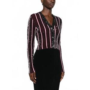 NEW MISSONI sequined buttoned cardigan in red multi